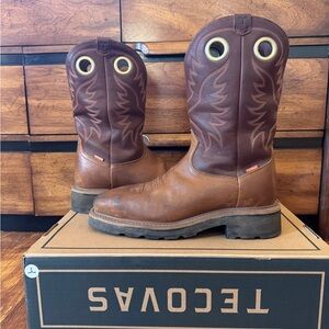 Tecovas Tan and Brown Western Work Boots